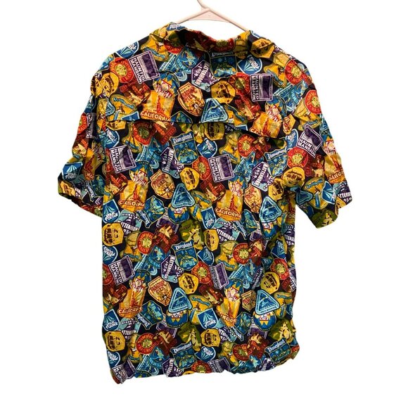 Disney Parks Disneyland Attraction Badges Mens Button-Up Shirt Medium Multicolor - Picture 4 of 7